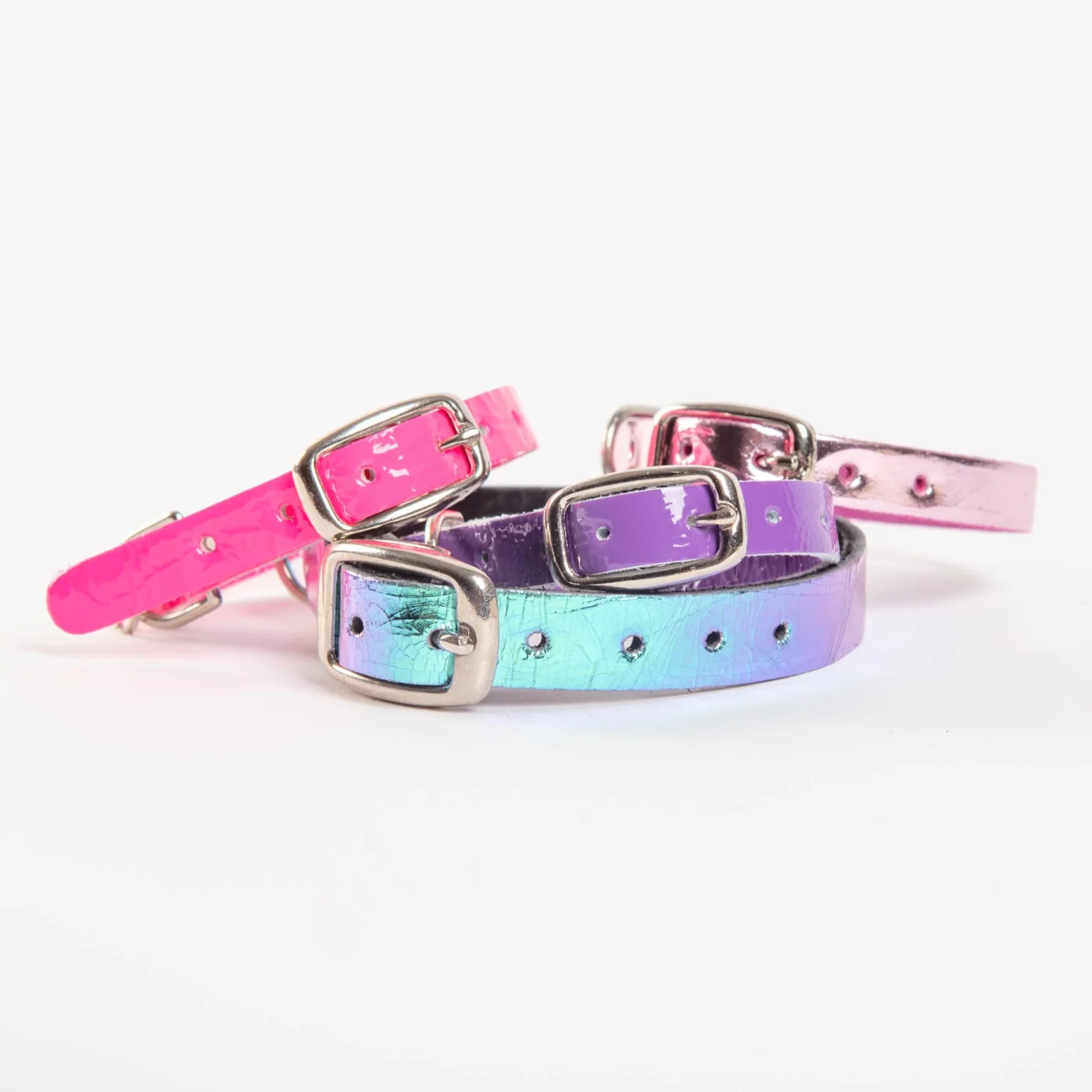 The Cleo Leather Tag Collar in Baby Pink Crackle (DOG & CO. Exclusive) - Image 2