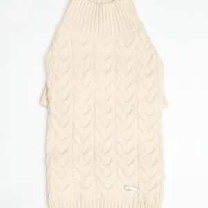 Fuzzy Knit Dog Turtleneck Sweater in Ivory (FINAL SALE)