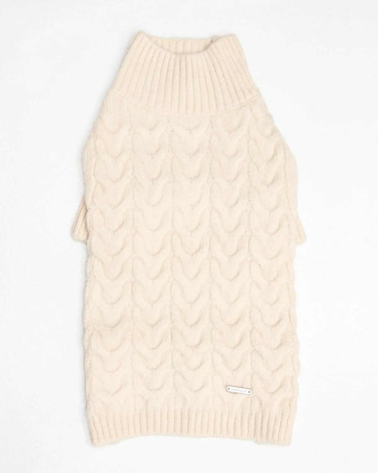 Fuzzy Knit Dog Turtleneck Sweater in Ivory (FINAL SALE)