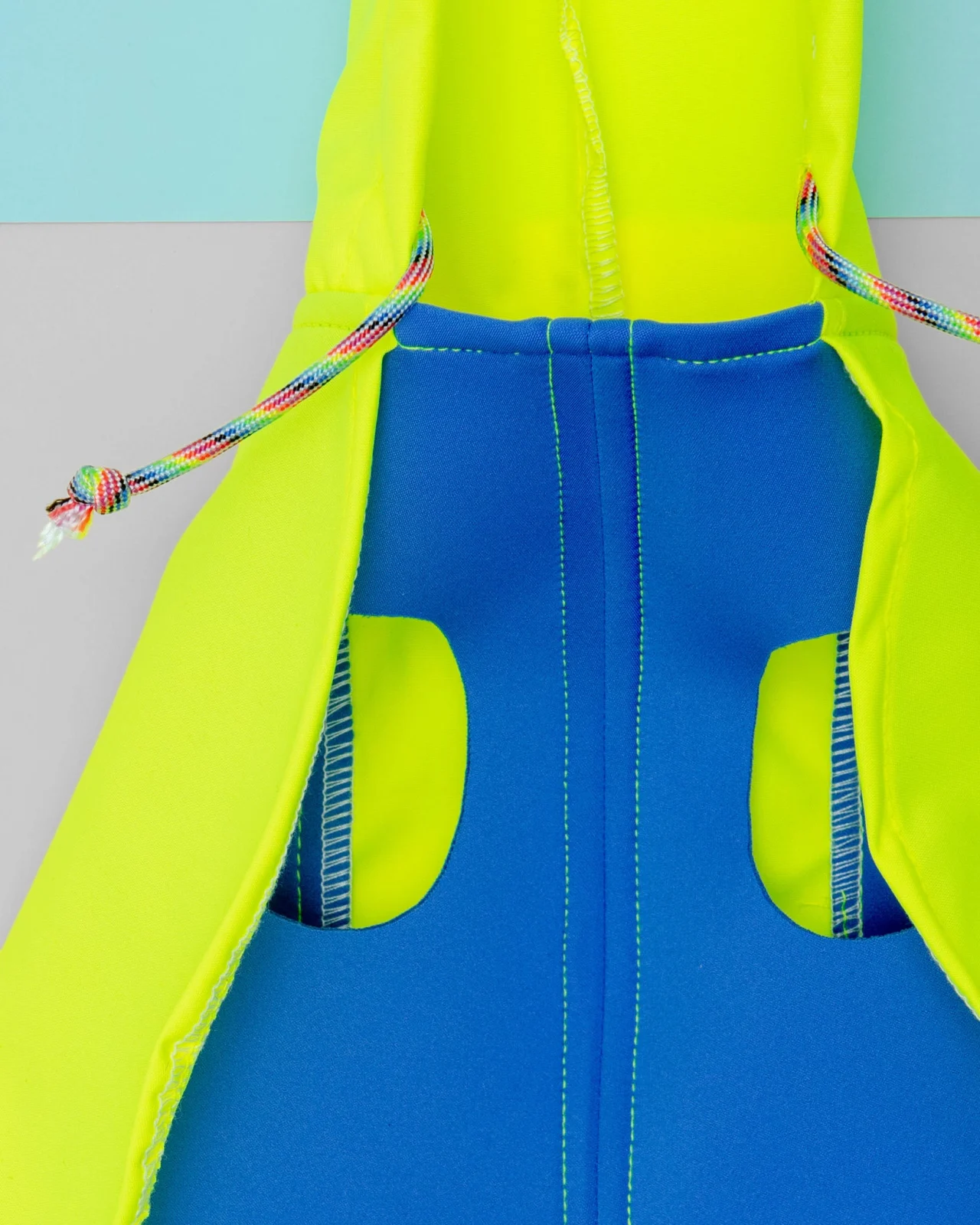 Action Jacket Dog Pull-On Raincoat in Safety Yellow + Blue (Made in NYC) - Image 2