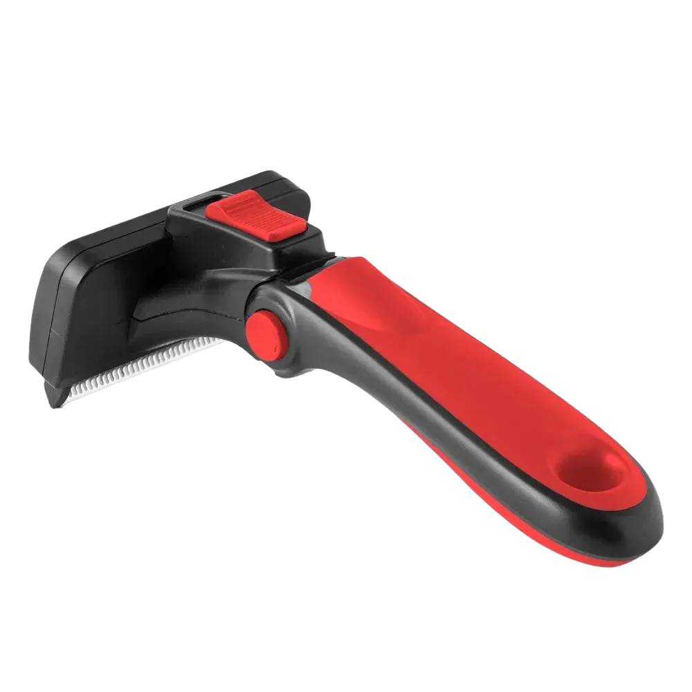 Medium Deshedding Tool Red For Short Coat Dogs and Cats by Refuresh - Image 2