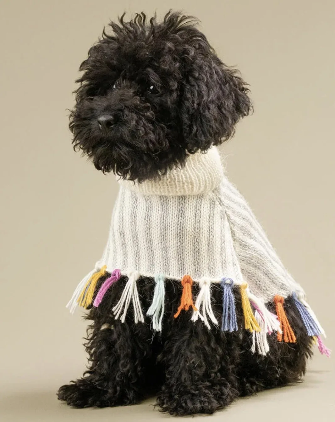 Rainbow Knit Alpaca Dog Poncho <>