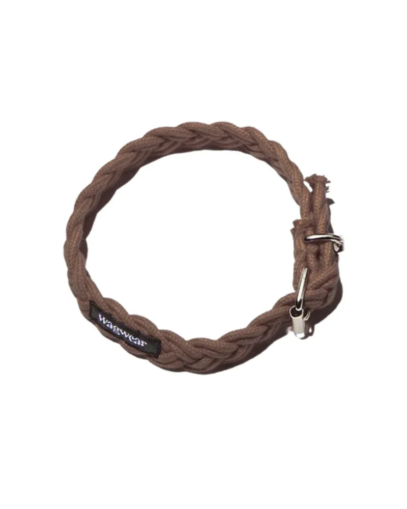 Braided Fisherman Dog Collar in Brown (Made in the USA)