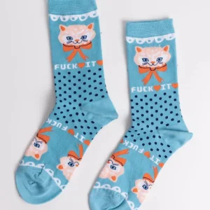 F*CK IT Cotton Kitty Crew Socks