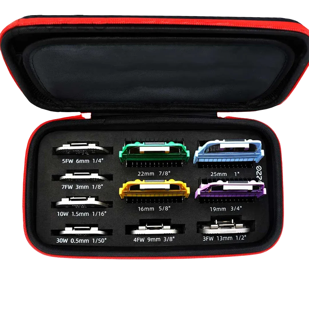 6 Wide Blades + 4 Wide Combs Bundle Plus Red Zipper Case by Joyzze