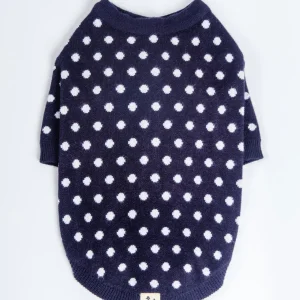 Polka Dot Knit Dog Sweater in Navy (FINAL SALE)