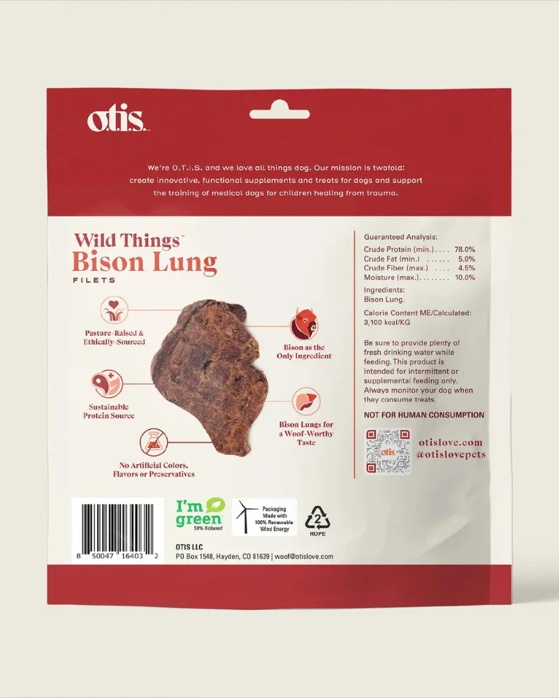 Wild Things Bison Lung Filets Dog Treat - Image 2