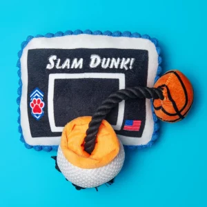 Take it to the Hoop Squeaky Plush Dog Toy