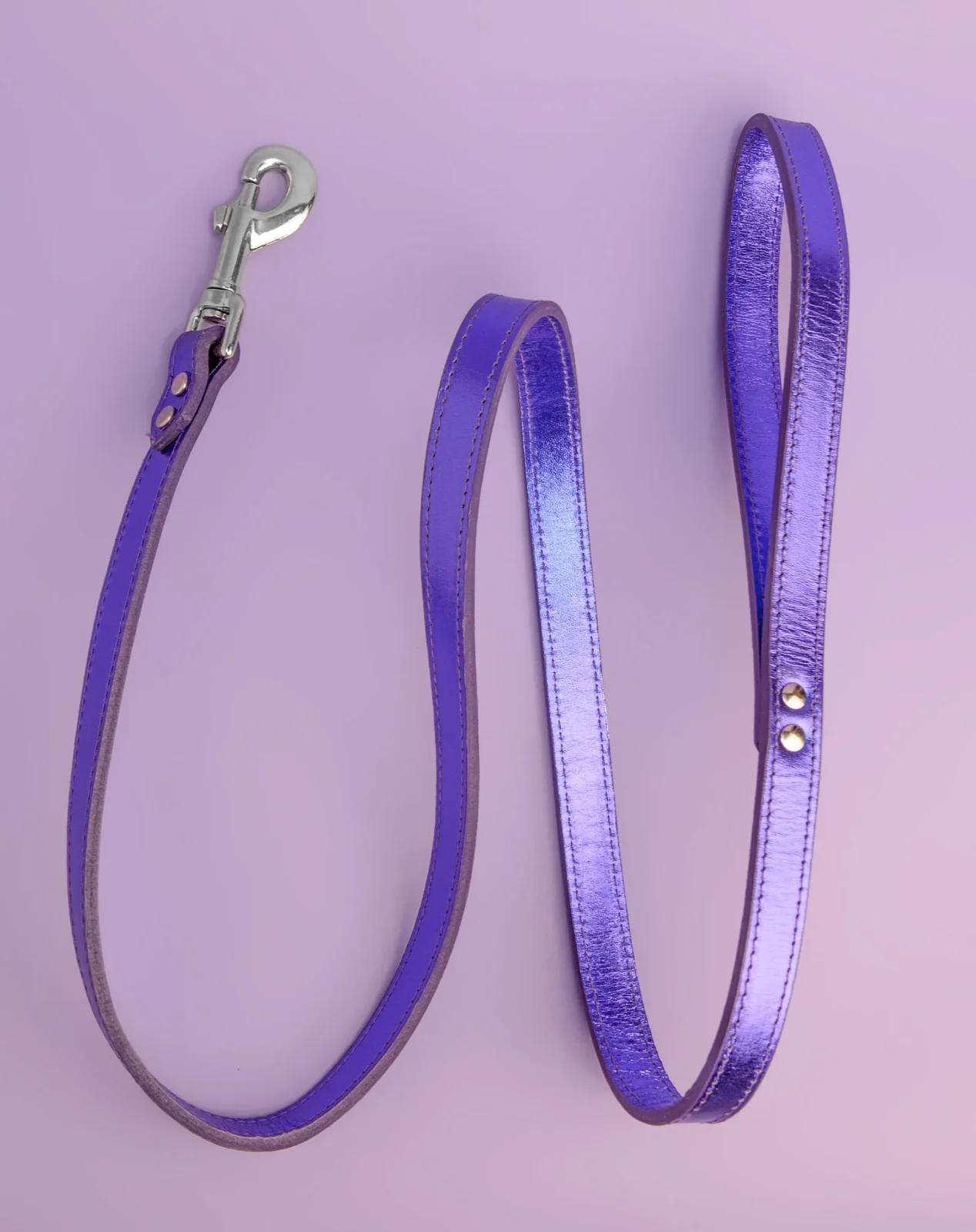 Shimmer Leather Dog Leash in Metallic Purple (FINAL SALE) - Image 2