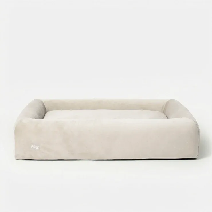 Velvet Easy Fit Dog Bed Cover - Beige - Image 2