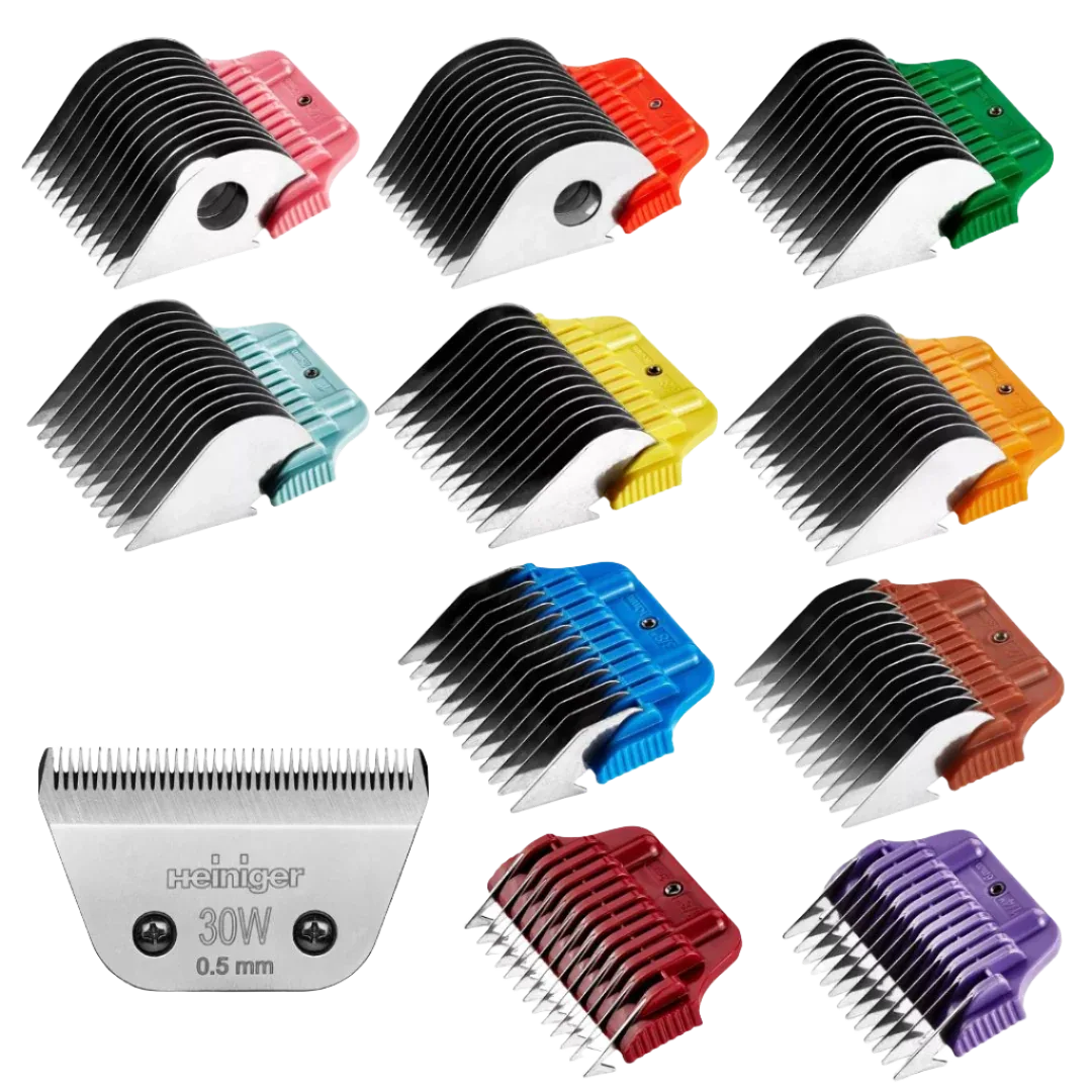 Set of 10 Stainless Steel Combs with 30W Blade by Heiniger - Image 2