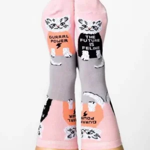 Future is Feline Cotton Kitty Crew Socks