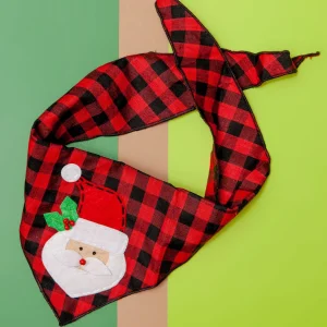 Santa Claus Buffalo Plaid Dog Bandana (CLEARANCE)