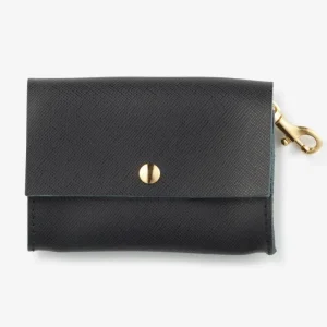 Classic Poop Bag Holder in Black Leather (Made in Italy)