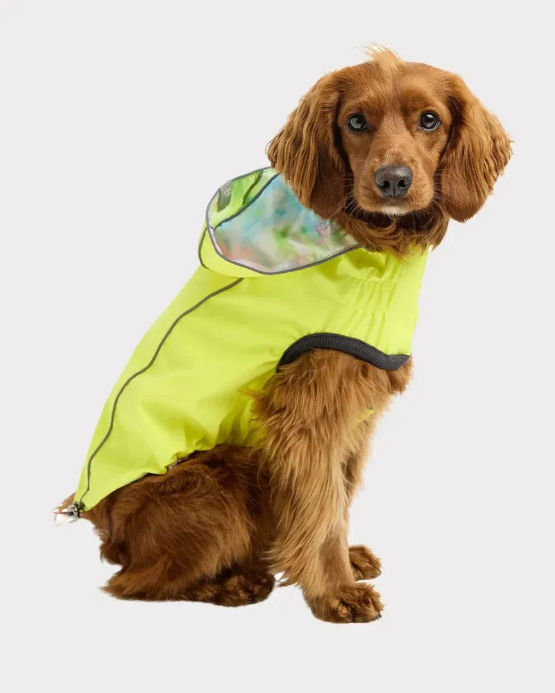 Reversible Waterproof Dog Raincoat in Neon Yellow & Tie-Dye (FINAL SALE)