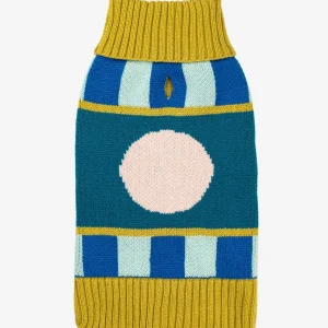 Stripe Dot Dog Sweater in Cobalt