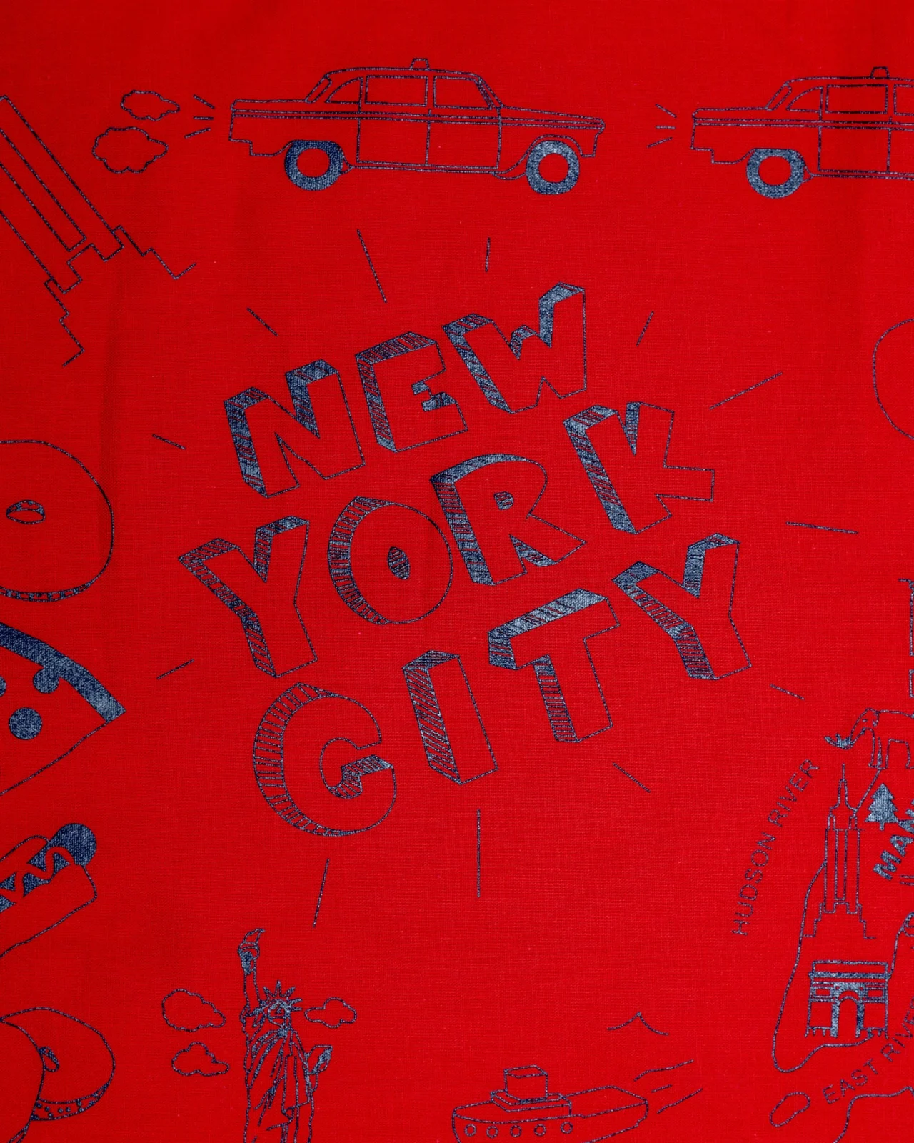 NYC Map Bandana in Red (Made in the USA) <> - Image 2