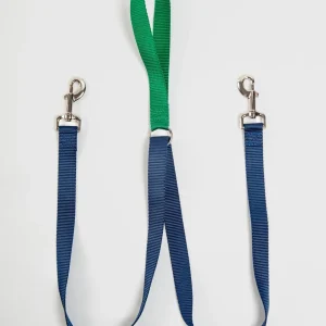 Double Clip Training Leash in Hunter Green + Navy (Made in the USA)
