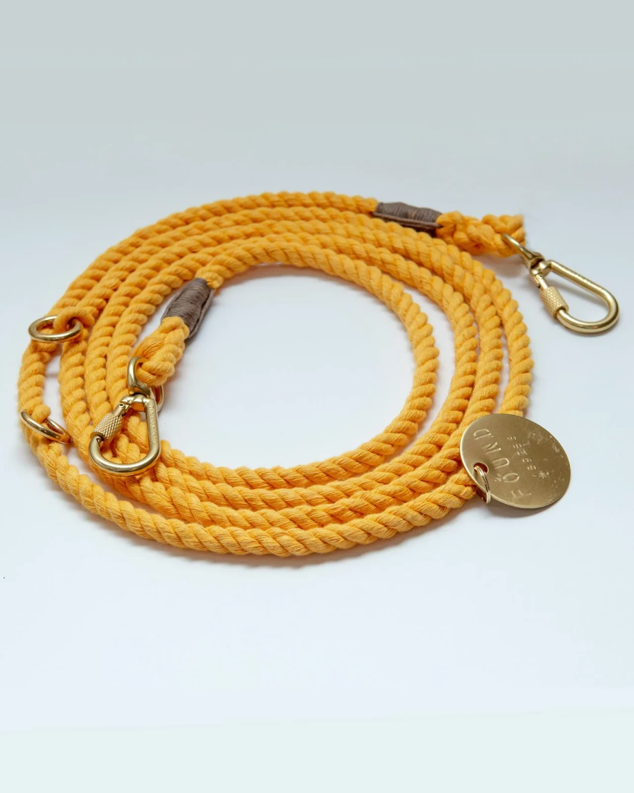 Adjustable Rope Dog Lead in Butter Yellow (Made in the USA) - Image 2