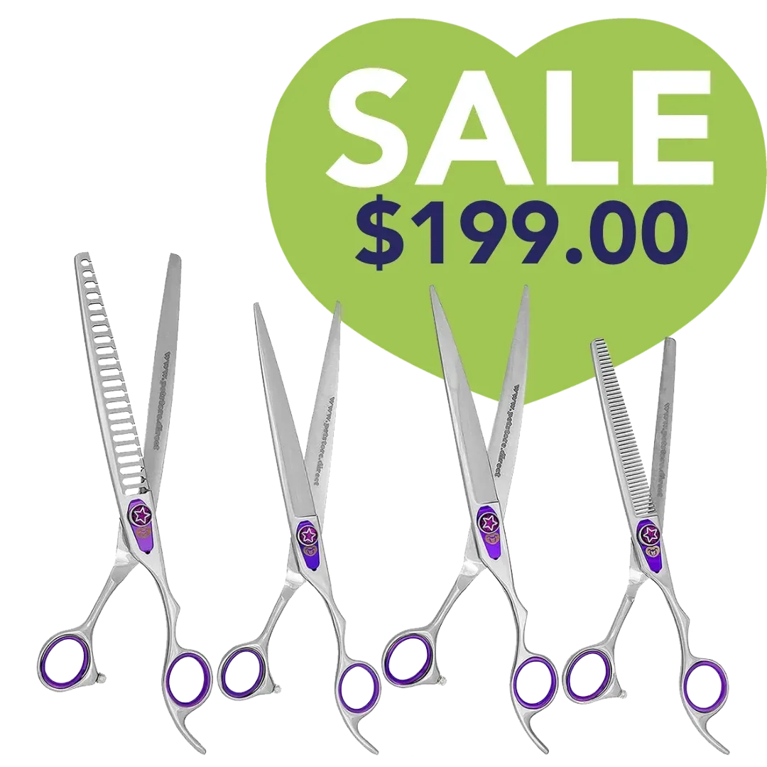 Purple 4 Grooming Shear Set in a Case by PetStore.Direct