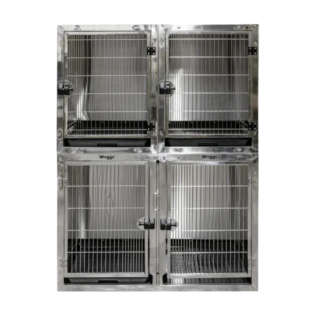 Module Stack Duo Dog Grooming Stainless Steel Cage by Waggz