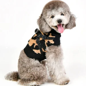 Leopard Fleece Dog Harness Vest in Beige (FINAL SALE)