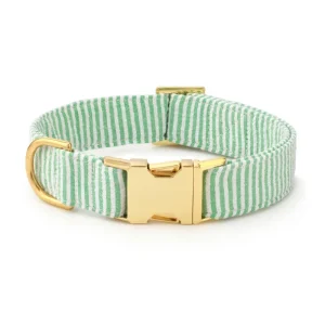 Green Seersucker Dog Collar (Made in the USA) (FINAL SALE)