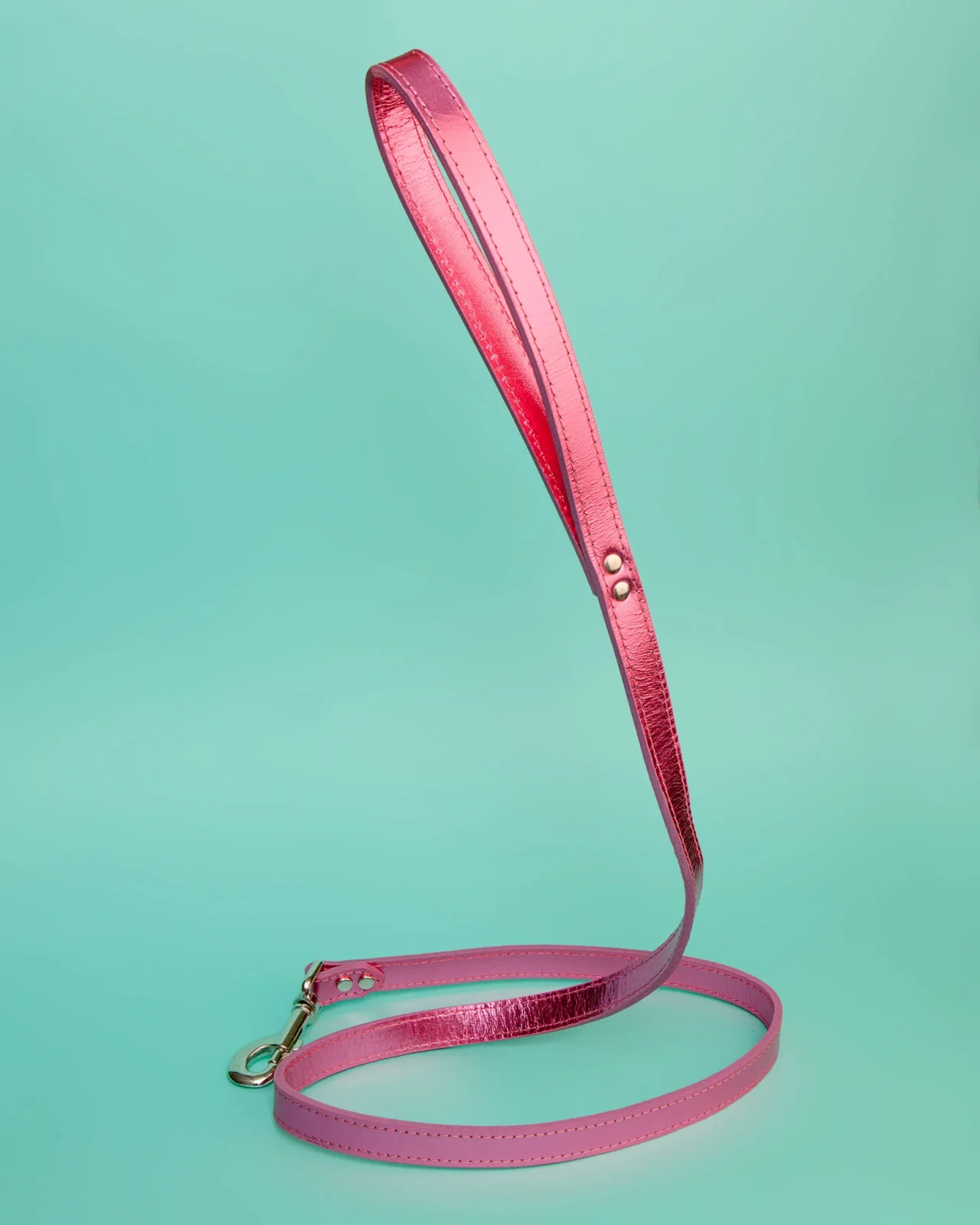 Shimmer Leather Dog Leash in Metallic Hot Pink (FINAL SALE)
