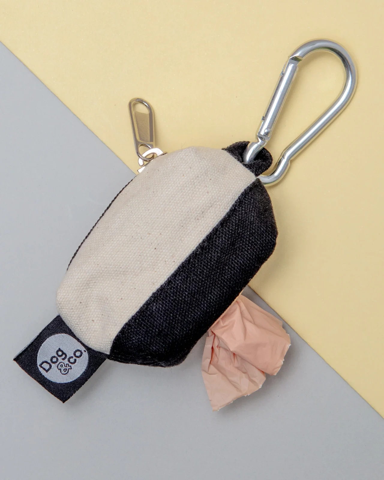 Canvas Clean-Up Poo Bag Roll Holder in Natural + Black - Image 2