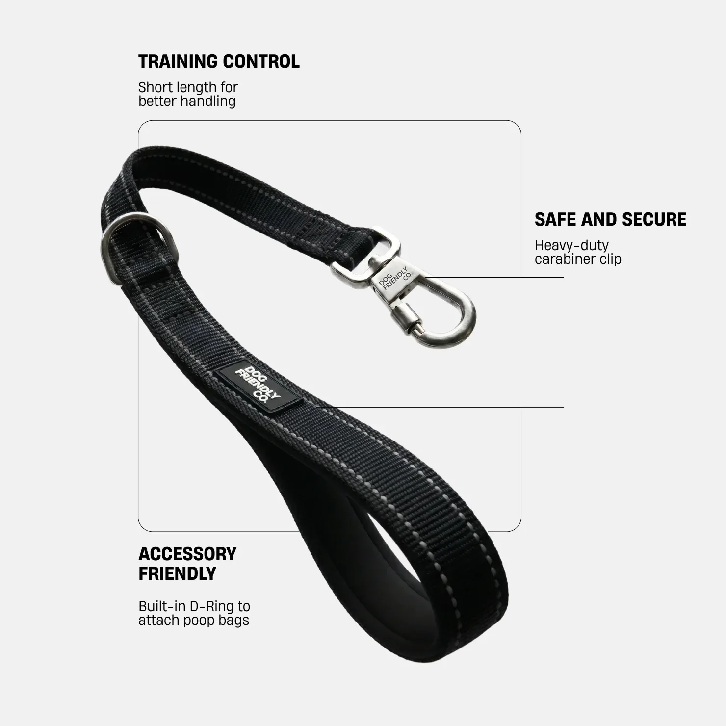 Short Trainer Dog Leash - Black - Image 2