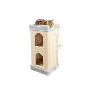 Armarkat 32-in Premium Double-Condo Real Wood Cat Tree, Beige