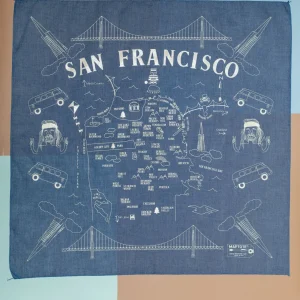 SF Map Bandana in Light Blue (Made in the USA) <>