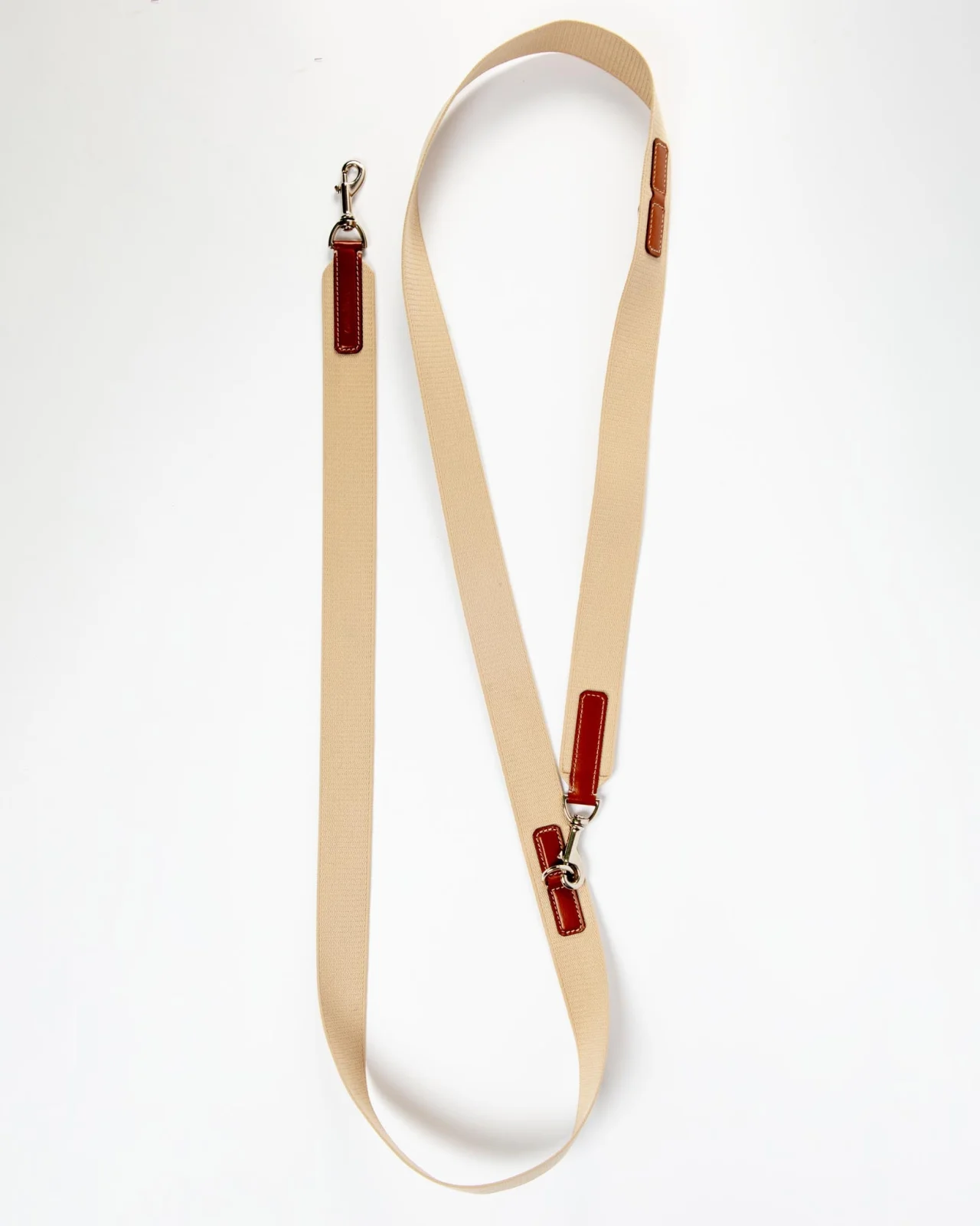 Hands-Free Textile Dog Leash in Tobacco Tan (Made in Italy)