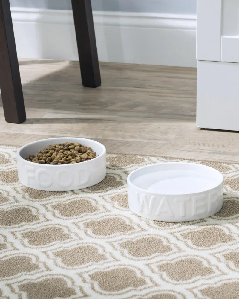 Classic Water Ceramic Pet Bowl in White - Image 2