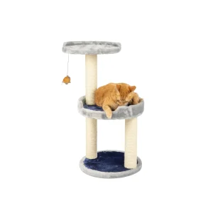 Armarkat 30-in Compact Faux Fur Real Wood Scratcher & Cat Tree, Silver Gray