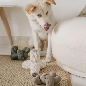 Nou Interactive Silent Dog Toy in Tan