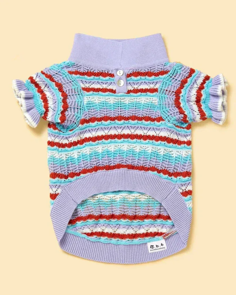 Lavender Ruffle Sleeve Crochet Shirt for Dogs