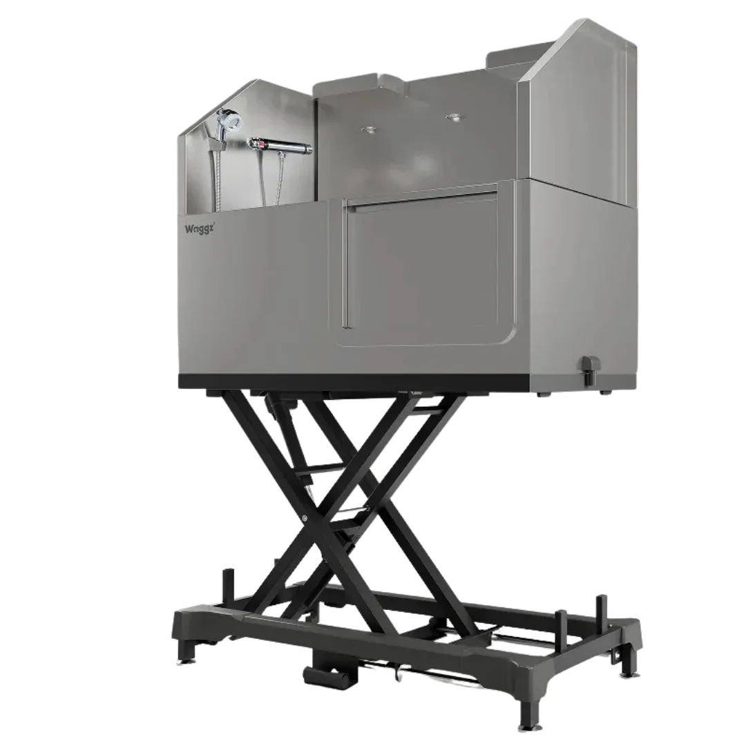 50" Dog Grooming Electric Tub with Sliding Door Black by Waggz