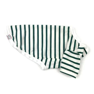 French Stripe Dog T-Shirt in Cream & Pine