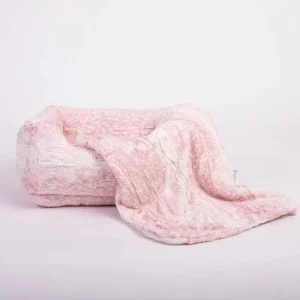 Cashmere Collection Faux-Fur Dog Bed in Pink Fawn (Custom/Direct-Ship) (Made in the USA)