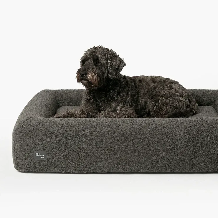 Premium Orthopedic Memory Foam Dog Bed - Brown Bouclé (Large) (LP) - Image 2