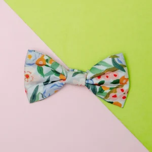 Gathered Floral Print Dog Bow Tie (Made in the USA) <>