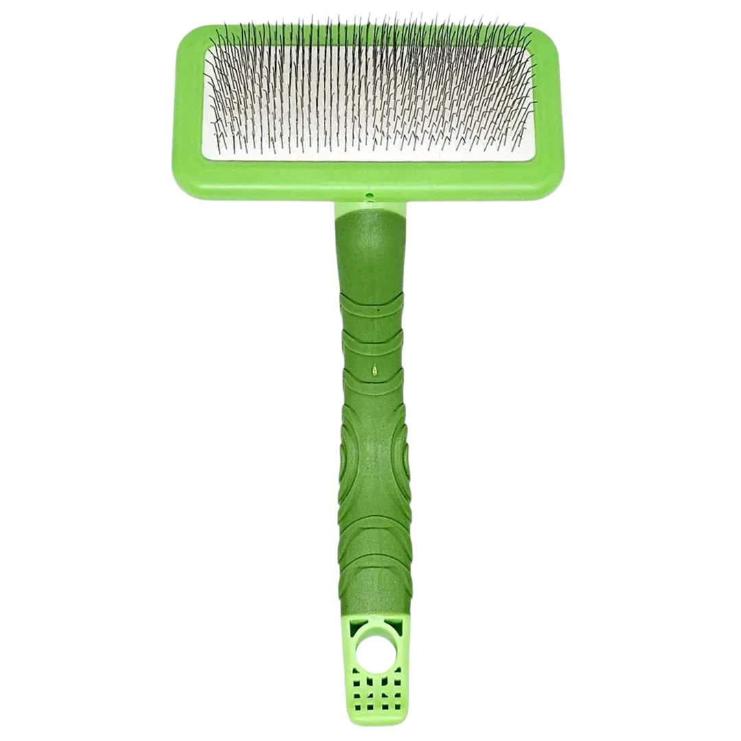 Fluff Small Plastic Handle Slicker Brush Green by Zolitta