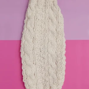 Cable Knit Wool Dog Sweater in Natural