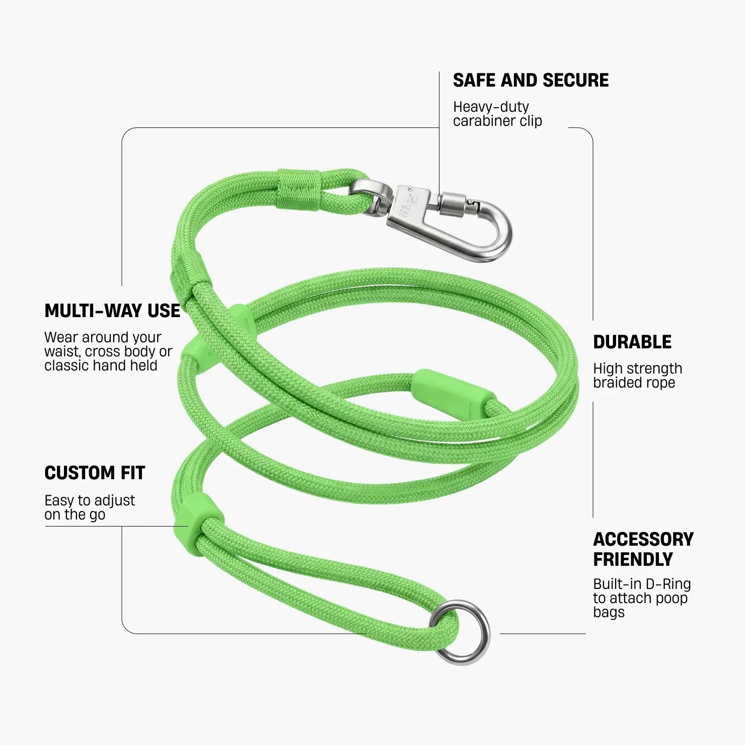 Hands Free Leash - Neon Green - Image 2