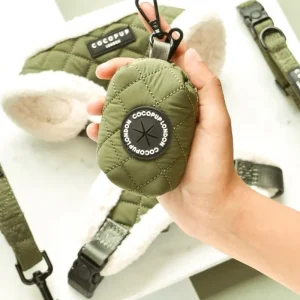 Quilted Poop Bag Holder in Khaki