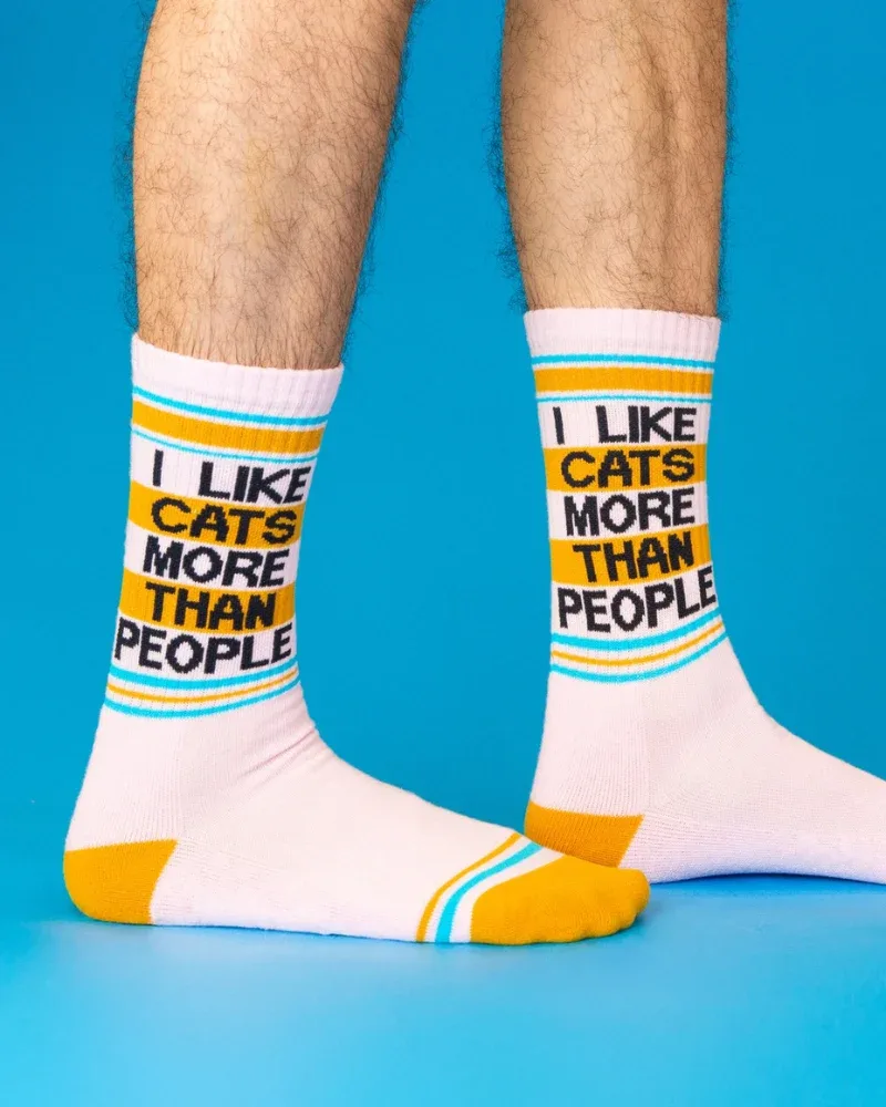 I Like Cats More than People Gym Crew Socks (for Humans)