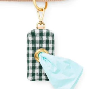 Evergreen Gingham Dog Waste Bag Holder
