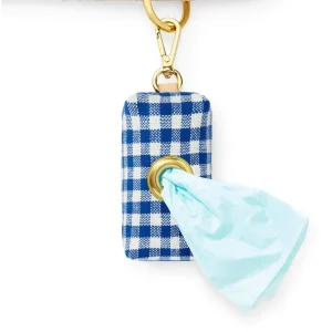 Lake Blue Gingham Waste Dog Bag Holder (FINAL SALE)