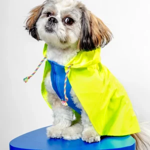 Action Jacket Dog Pull-On Raincoat in Safety Yellow + Blue (Made in NYC)